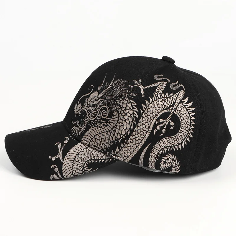 New Spring summer Chinese Style Dragon Design Pattern Cotton Outdoor Caps Mens Handsome Peaked Cap Cool Hip Hop Baseball Hat