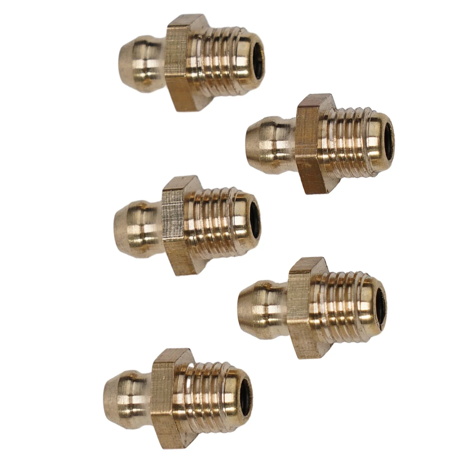 Durable Brass Straight Hydraulic Grease Fitting Accessories  M8 x 1mm Thread  5Pcs Set for Mechanical Lubrication