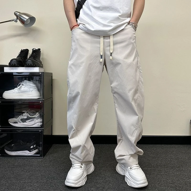 GELITAYIN White Loose Casual Wide-leg Pants Man Summer High Quality Trend Harajuku Fashion Streetwear Korean Style Xxxl Trousers