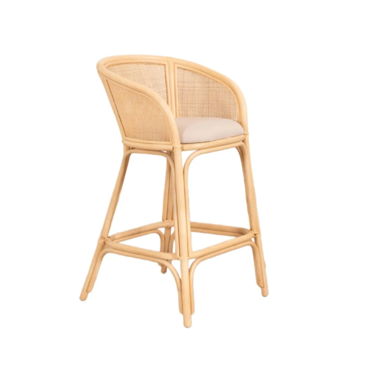 #Best Price Modern Rattan Bar Stool Counter Stool Wicker Dining Chair with Reclining Feature for Bedroom Hotel Use Made Vietnam