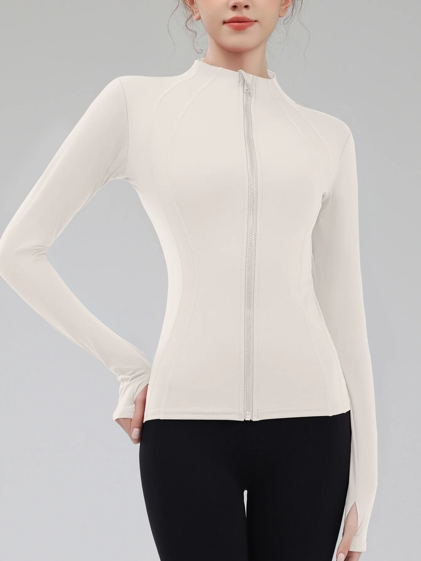 سترة نسائية أنيقة متعددة الاستخدامات وأكمام طويلة ورقبة عالية للخريف والشتاء أنيقة يومية كاجوال عادية