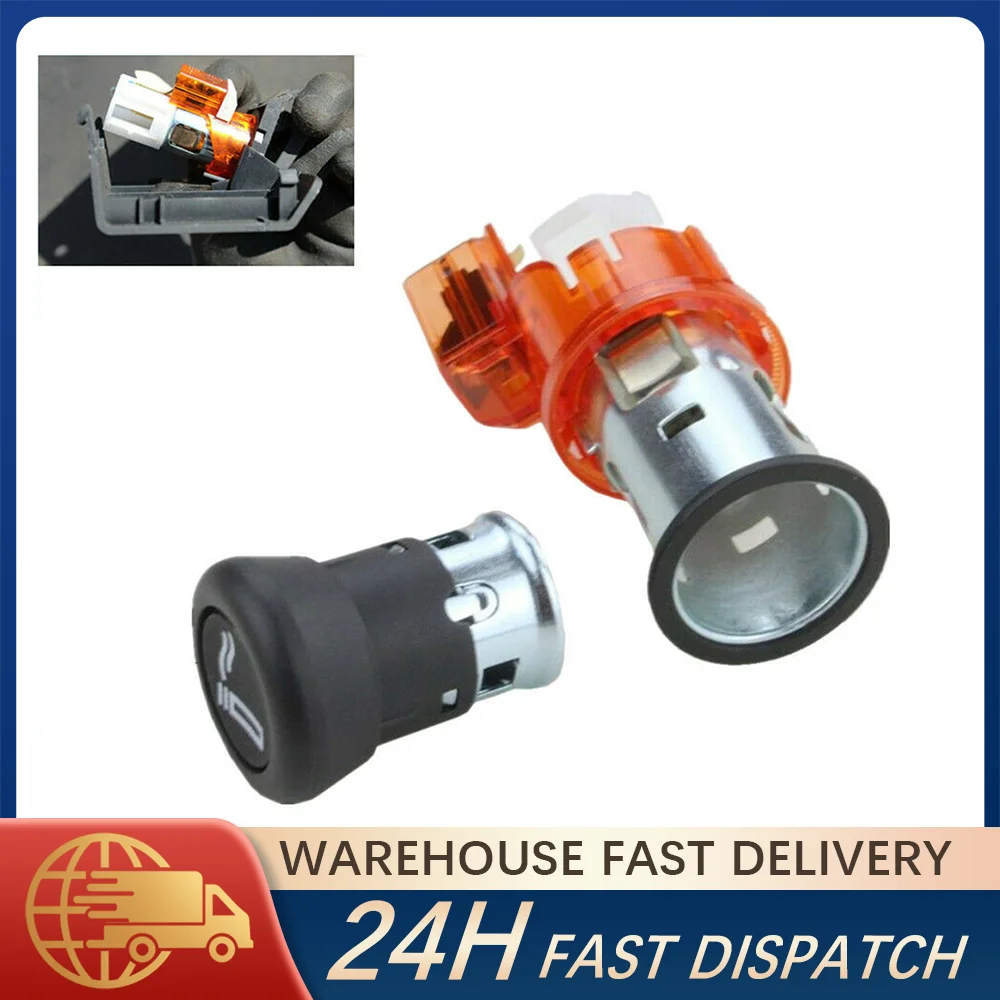 

8K0919343 8E0919309 12V Cigarette Lighter Assembly 3-Pin Fireproof Socket For Audi A4 A5 A6 A8 Q7 Power Outlet Charger