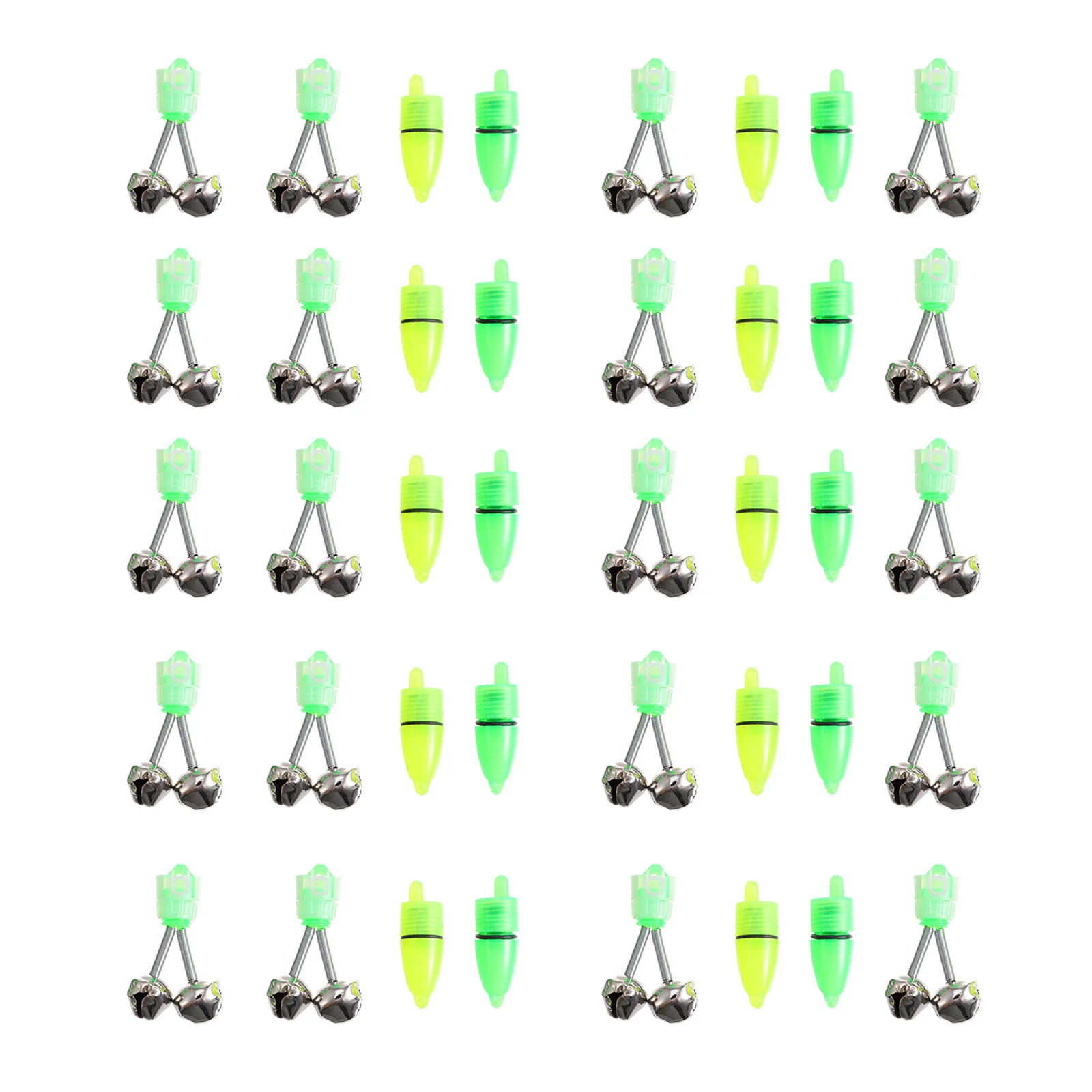 

40pcs Rod Bells Green Lamp High Sensitivity Alarm Night Fishing Indicator Portable Bait Alert Screw-In Dual Fishing Accessories