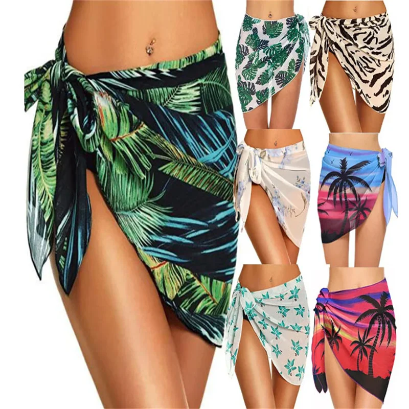 

Women's Bikinis Cover Up Wrap Skirt Summer Beach Holiday Printed Sunscreen Shawl Sheer Quick-drying Beach Towel Swimwear