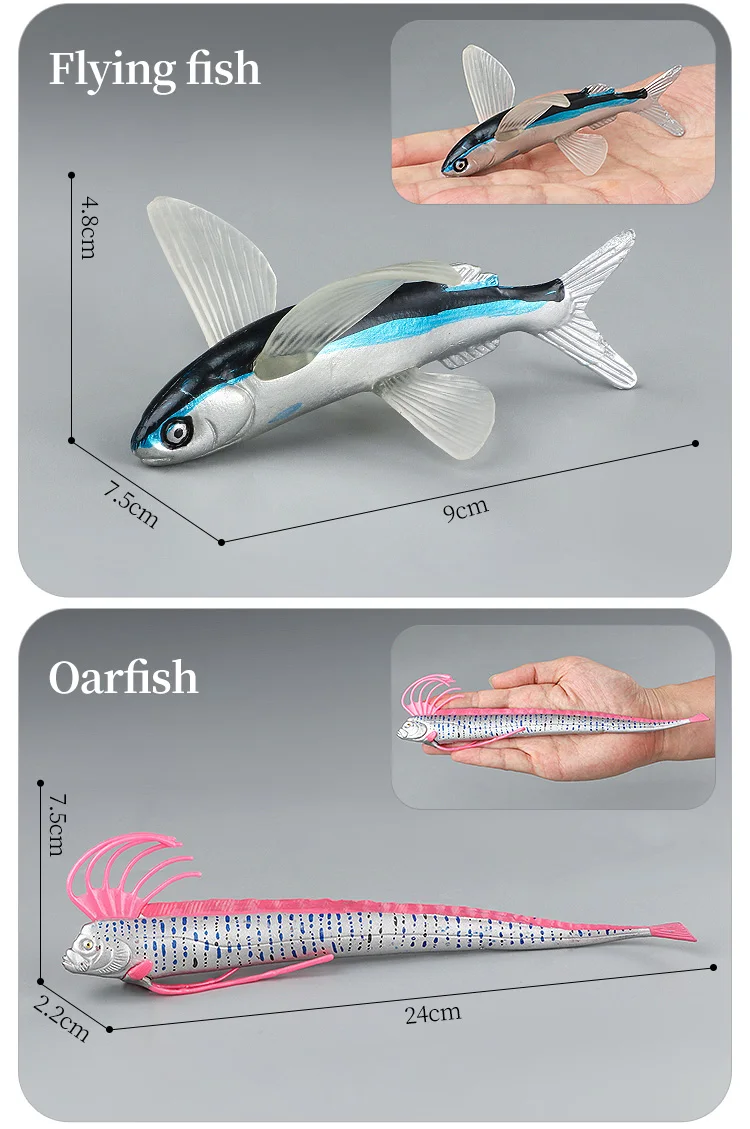 Meeresleben-Tiere-Modell, Actionfiguren-Set – Ozeanfisch, Thunfisch, Segelfisch, Bass, Zacker, Lachs, PVC, Lernspielzeug für Kinder – Detail 7