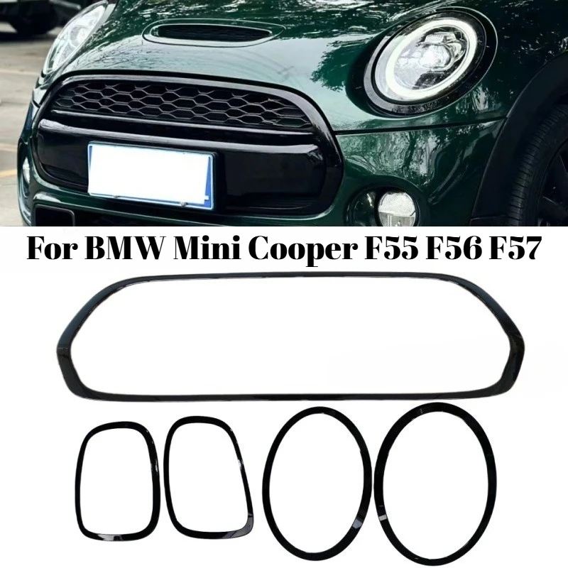 

For BMW Mini Cooper F55 F56 F57 Headlight Bezel Front Grille Frame Tail Light Cover Black Silver Car Exterior Tuning Trim Parts
