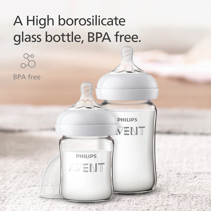 PHILIPS AVENT Newborn baby Glass bottle Slow flow Prevent choking Anti-Colic 0-24 months old baby bottle brush