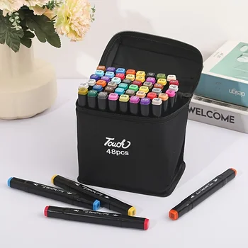 24 Color Oily Art Marker Pen Set for Drawing Double Headed Sketch Oily Tip Based Markers Graffiti Manga School Art Suppli