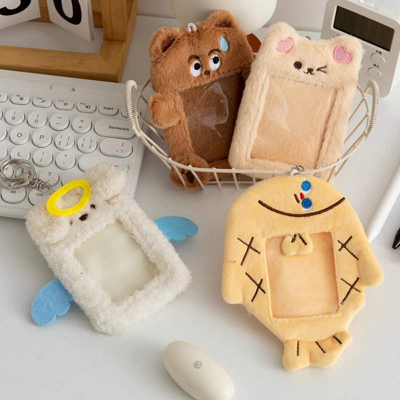 Cute Cartoon Animal Characters Plush Album Card Holder Bus Card Bank ID Card Protective Display Sleeves Backpack Pendant Gifts