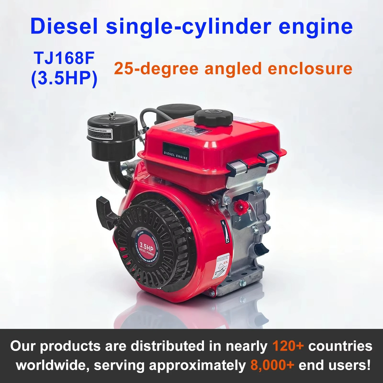 3.5HP/196cc 4 Stroke Single Cylinder Air-Cooled Engine with Recoil Start Pump & Bearing