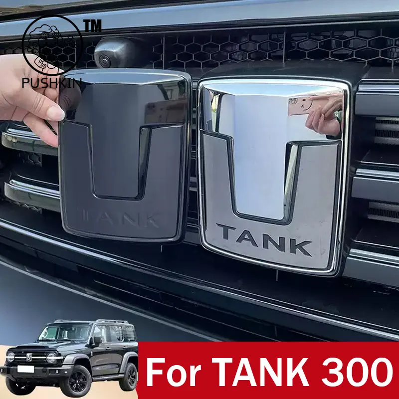 

For Great Wall GWM Tank 300 2025 2024 2023 Car Front Emblem Badge Decals Black Steering Wheel Hub Logo Grille Cover Accessories