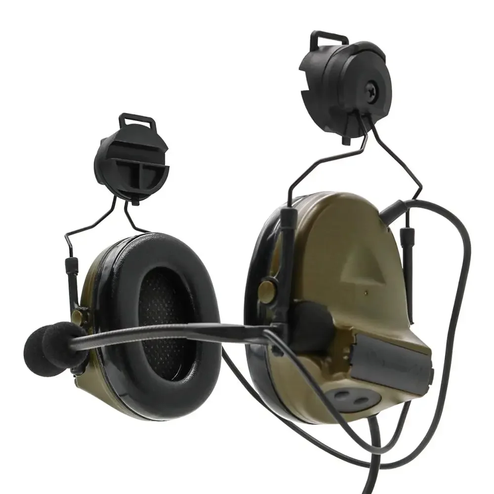 TacticalCII Capacete Suporte Versão Fones de ouvido Captador Redução de Ruído Proteção auditiva Fone de ouvido tático FG + U94 ken 2 pinos ptt