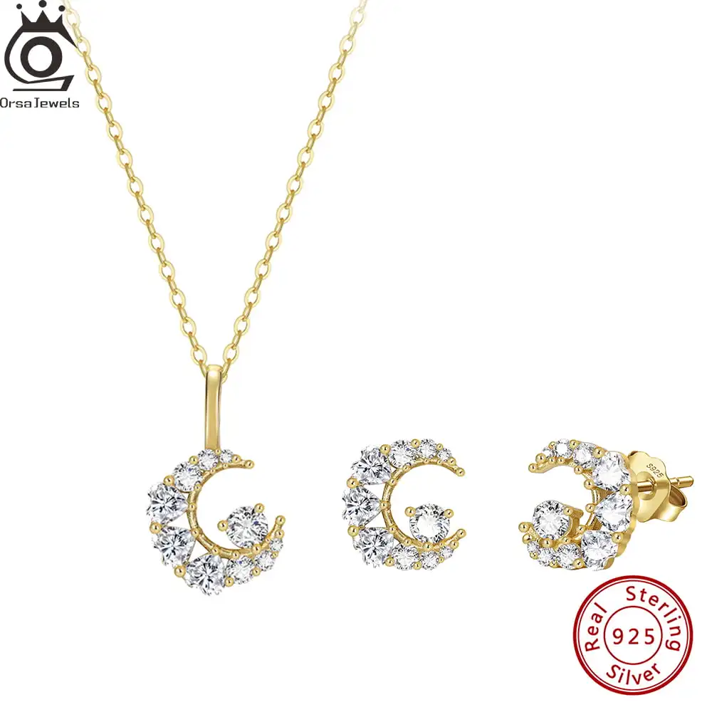 

ORSA JEWELS 100% стерлингового серебра 925 пробы Луна Блестящие модные серьги-гвоздики Набор помолвочных юбилеев Изысканные ювелирные изделия в подарок SE416