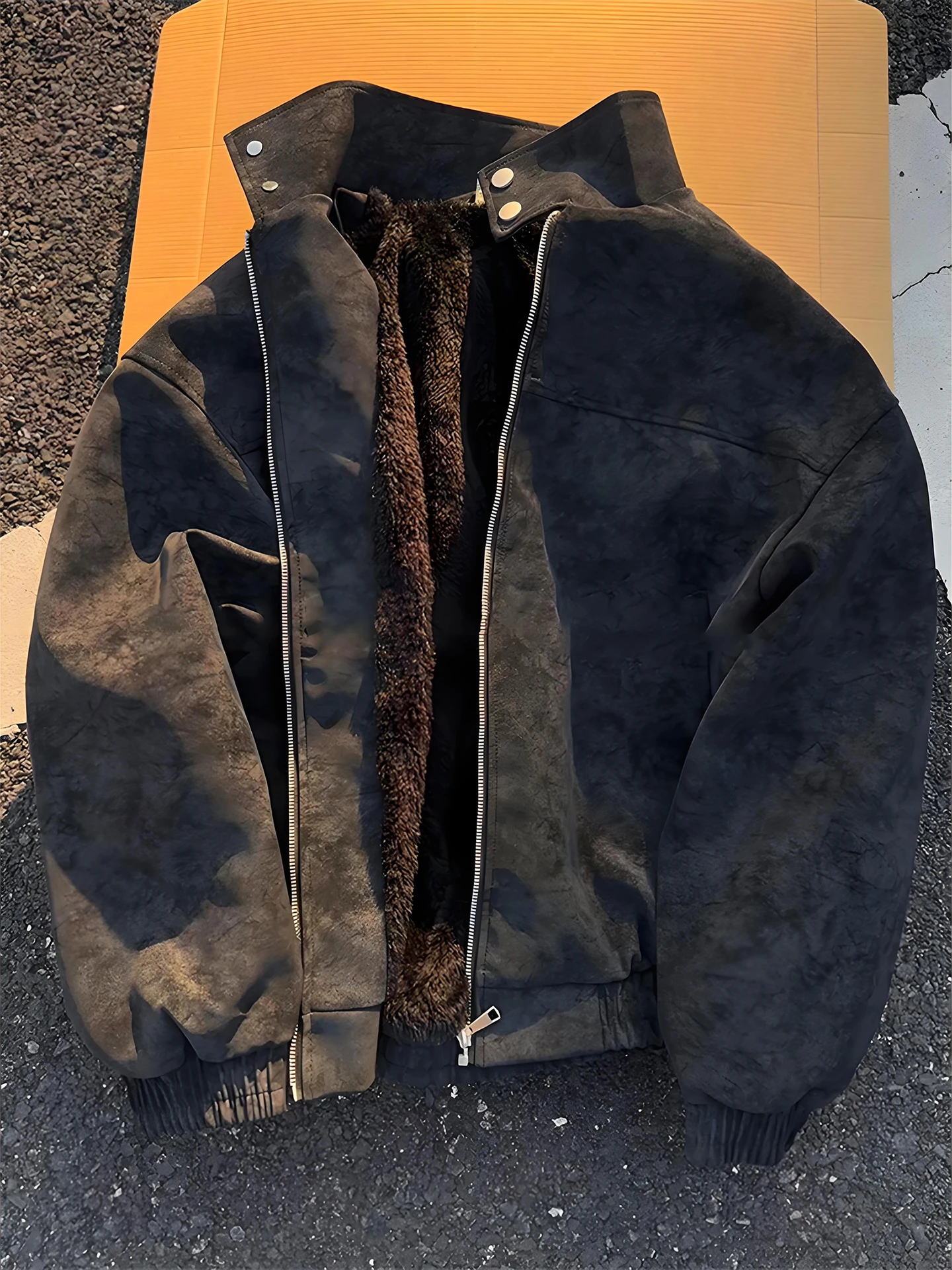 

Cleanfit Bla Dyed Fce Lined Leather Jaet Men's Winter Stand Collar Jaet American Sle Jinjiang Cotton Padded Coat