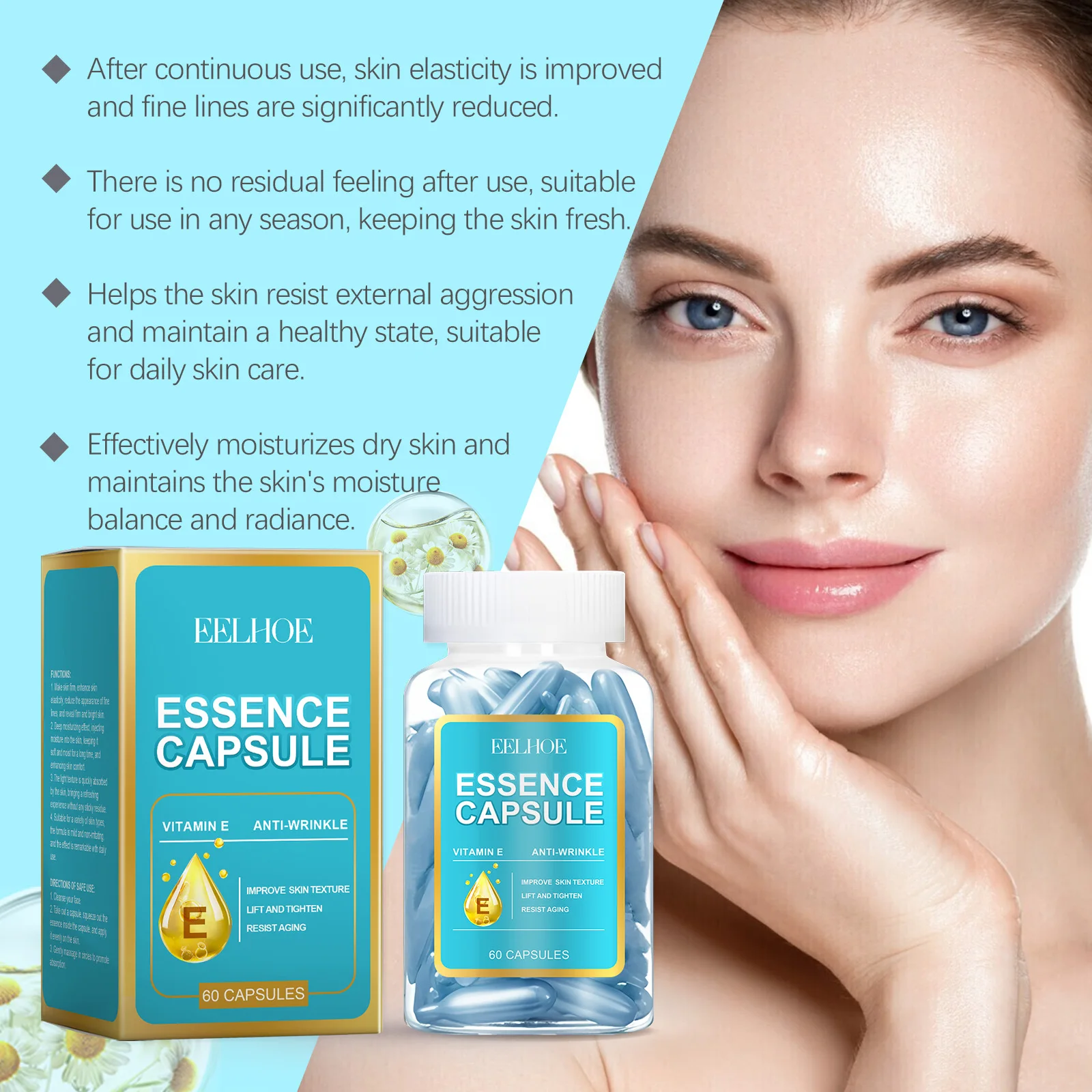 Vitamin E Face Essence Capsule Nourishing Skin Dryness Redness Repair Damaged Skin Lightening Melanin Pigmentation Removal Serum