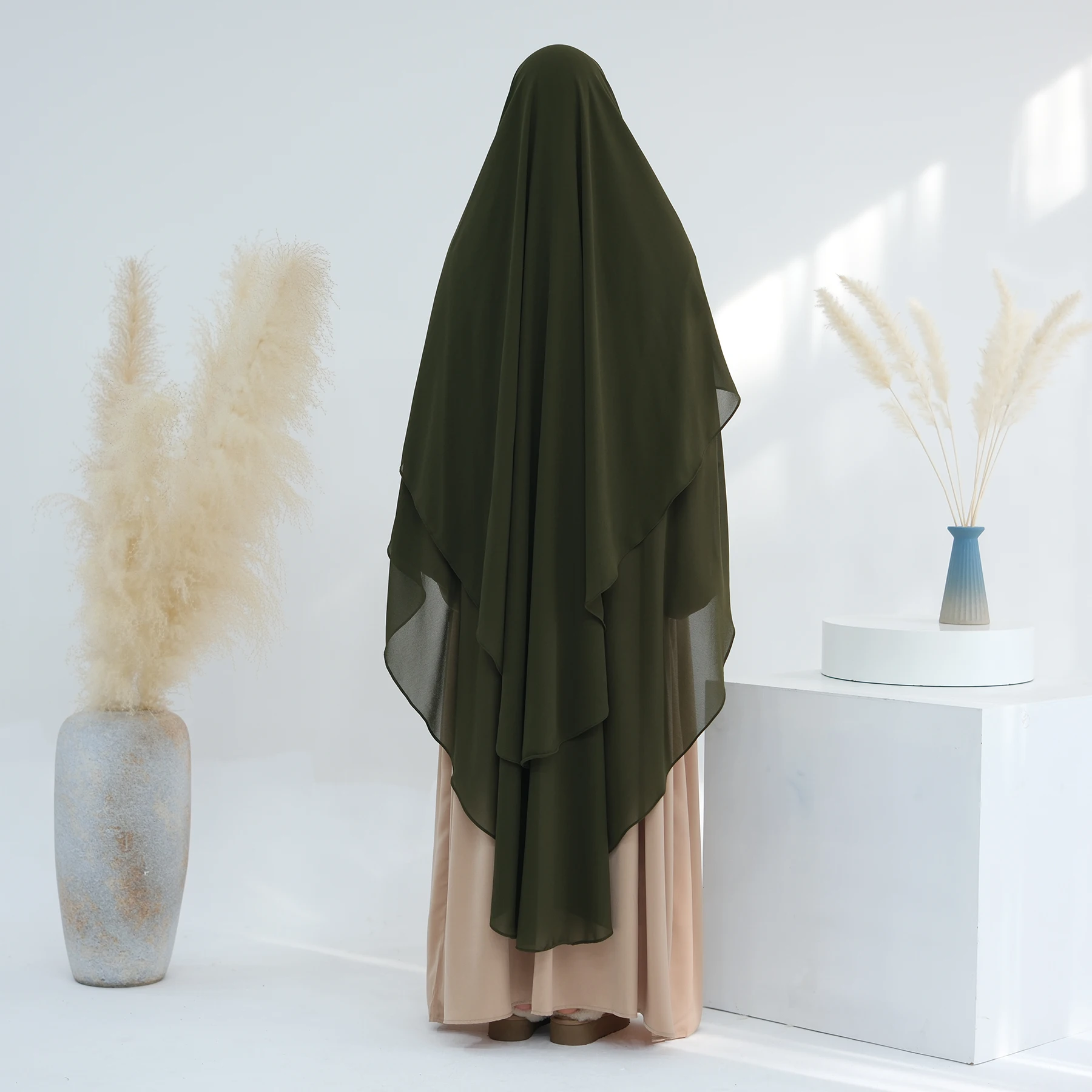 Bufanda de oración musulmana Khimar grande para mujer, pañuelo en la cabeza, ropa islámica de gran tamaño, vestido Eid Ramadán Hijab Abaya, frontal