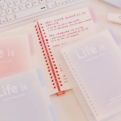 Kawaii Notebook PP Plastic Shell Frosted Color Translucent A5/20 Hole Loose-leaf Notebook A5B5 Student Notebook Notepad