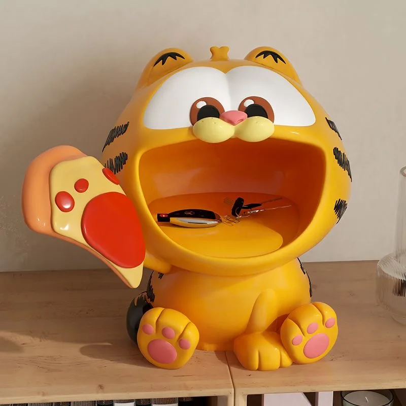 Kawaii Garfielded Cat Large Statue Big Mouth Storage Sculpture Porch Desktop Ornaments Keys Lipstick Storage Jar Home Decor