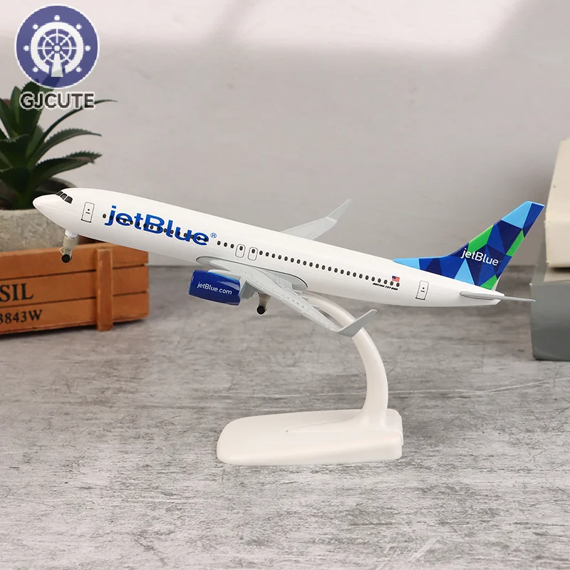 1Pc Alloy Metal USA Air JET BLUE JetBlue Airlines Boeing 737 B737 Plane Aircraft W Landing Gears Airways Diecast Airplane Model