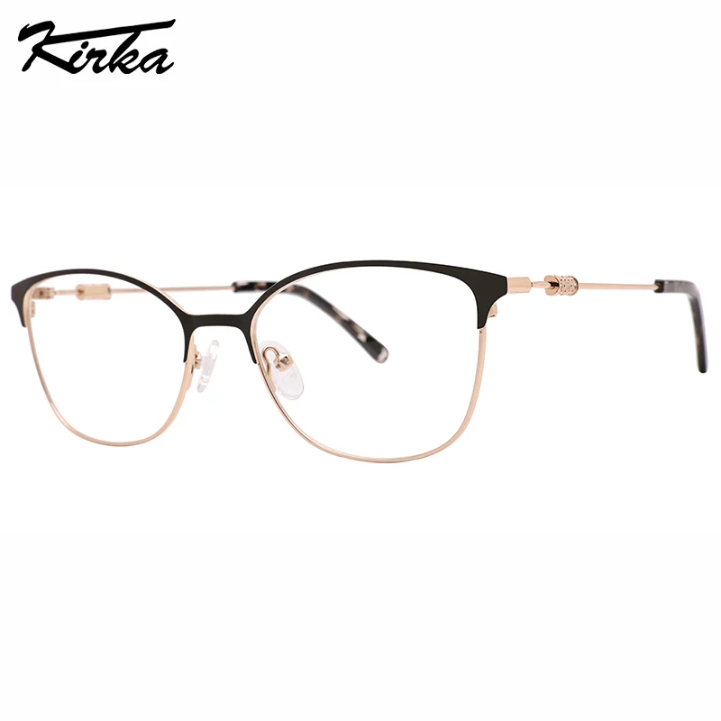 

Kirka Metal Female Cat Eye Full-Rim Eyeglasses Fashion Rhinestone Rings Temples Spectacles Frames for Ladies&Woman MW5013