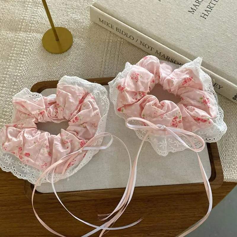 

Heavy Hand Made Milk Blue Check Love Lace Four Layer Large Bowel Hair Circle Sweet Ballet Style Ball Hair Rope New Style