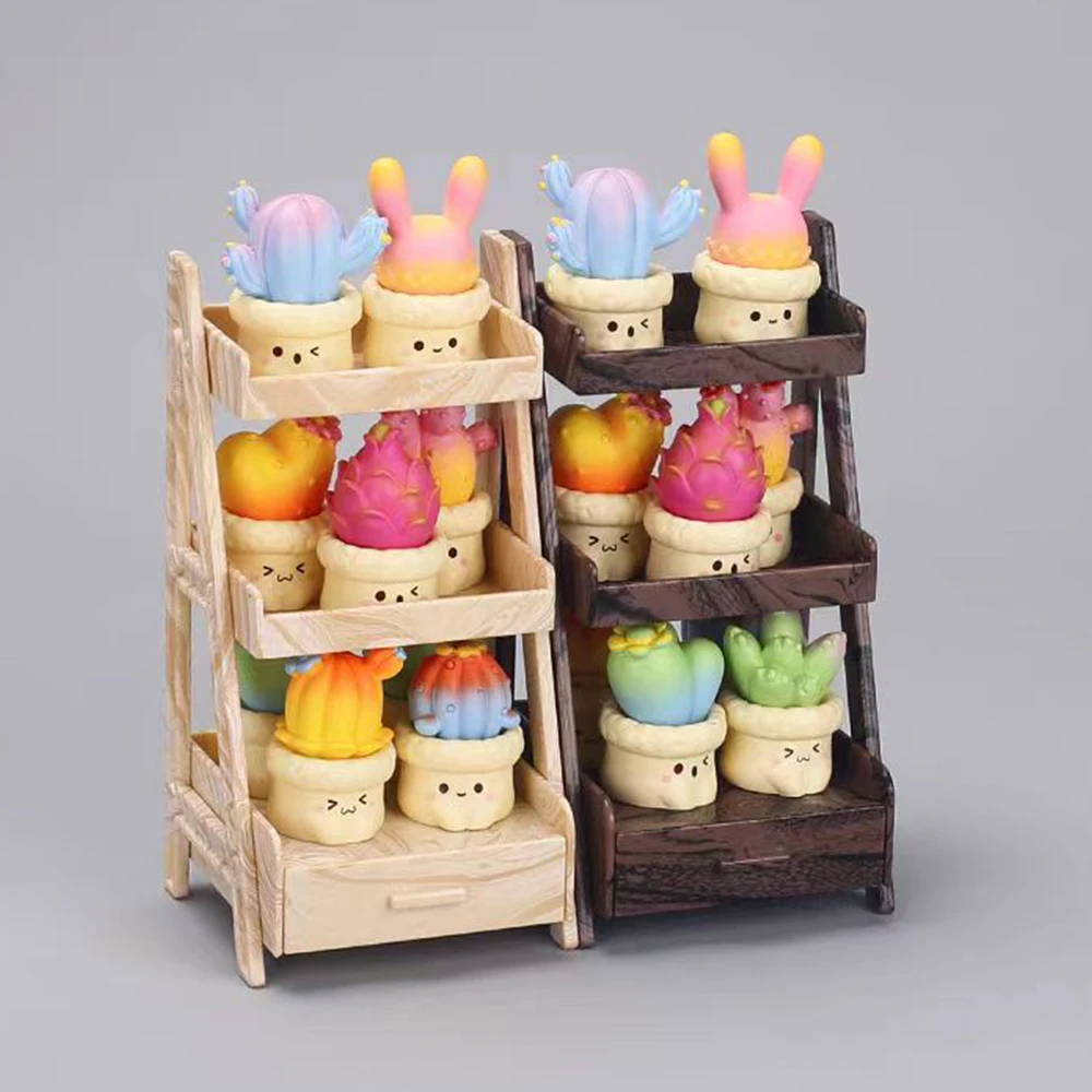 1/12 Dollhouse Miniature Plant wooden shelf flower Display Simulation Furniture Fairy Garden Tool Storage Rack Decor  Toy