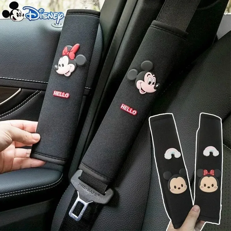 Disney Mickey Minnie Mouse Car Seat Belts Donald Car Safety Belts Shoulder Protective Cover Decorations Interior Accessories