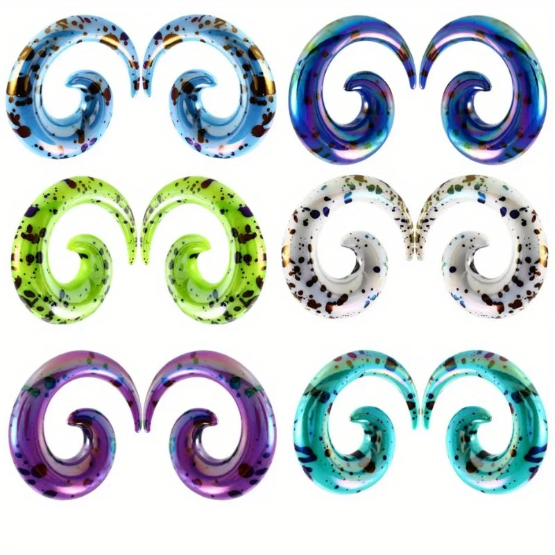 2PCS Acrylic Ear Spiral Plugs Earring Gauges Punk Acrylic Taper Expander Plug Tunnel Piercings Stretcher Kits Body Jewelry Ring