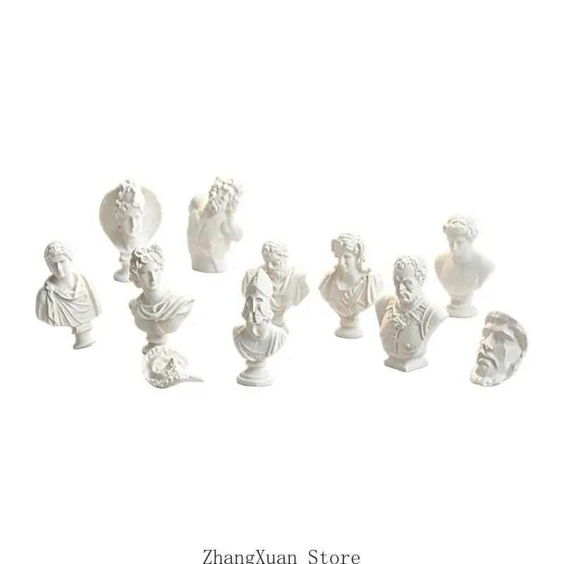 Tisch-Skulptur-Akzent-Set, Mini-Büstenfiguren aus weißer griechischer Mythologie aus Kunstharz für Schreibtisch- und – Detail 5