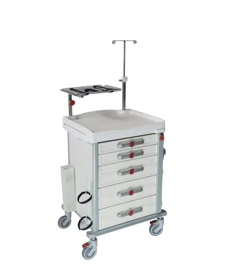 Modern design Emergency  red trolley for hospital and clinic