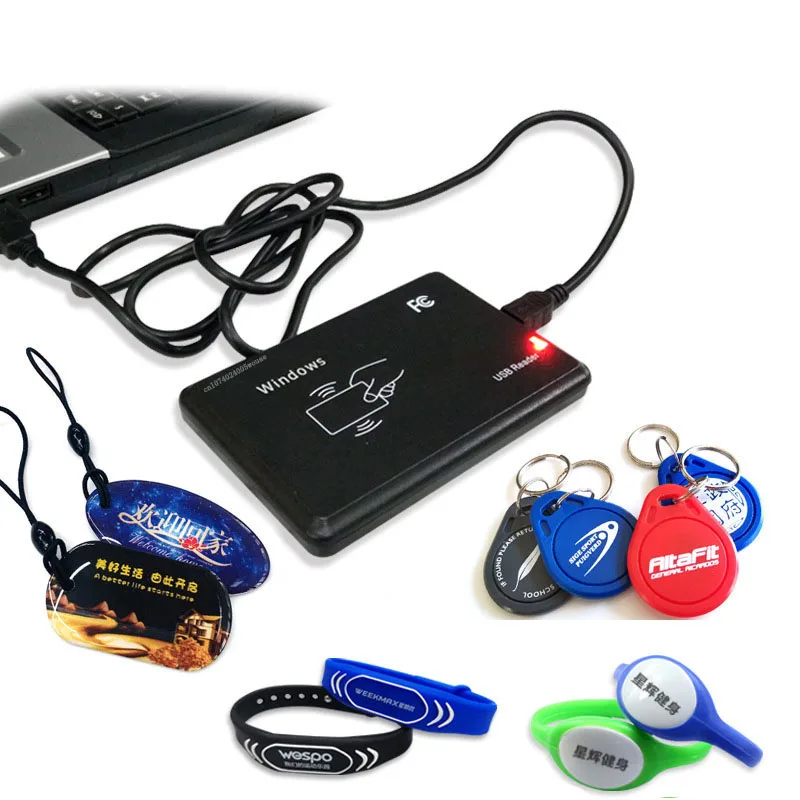 

RFID Reader USB Port EM4100 TK4100 125KHz ID 13.56MHz IC Card Contactless Sensitivity Smart Card Support Window System Linux