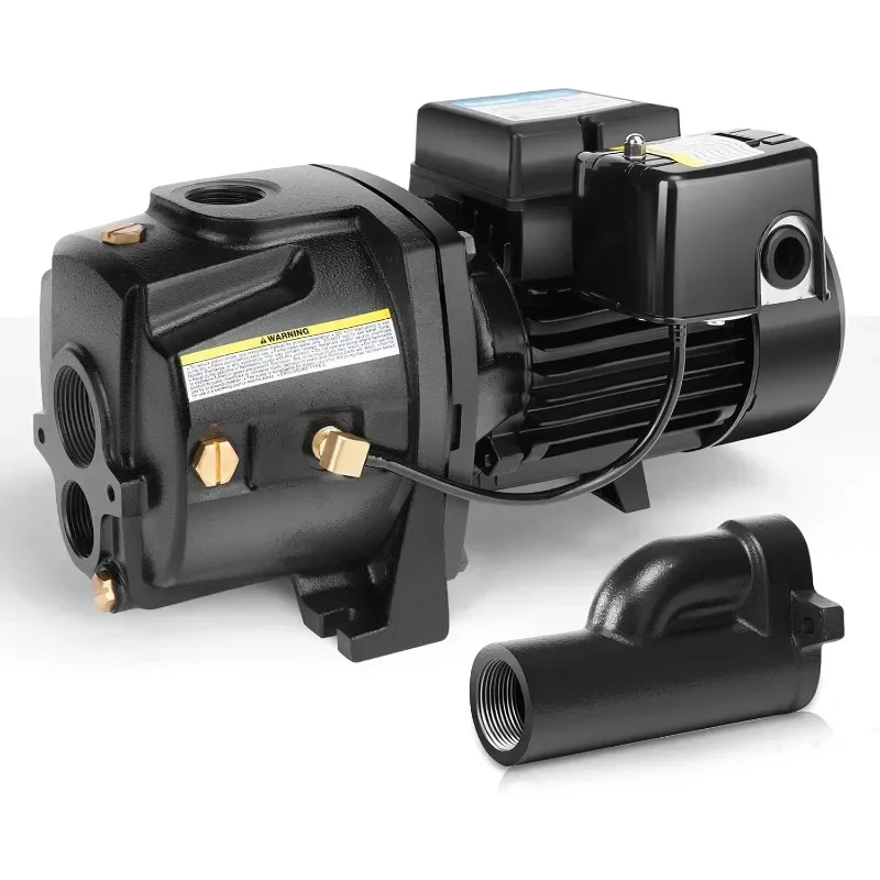 1HP Shallow/Deep Well Jet Pump, Cast Iron Convertible Pump with Ejector Kit, Well Depth Up to 25ft or 90ft, 115V/230V