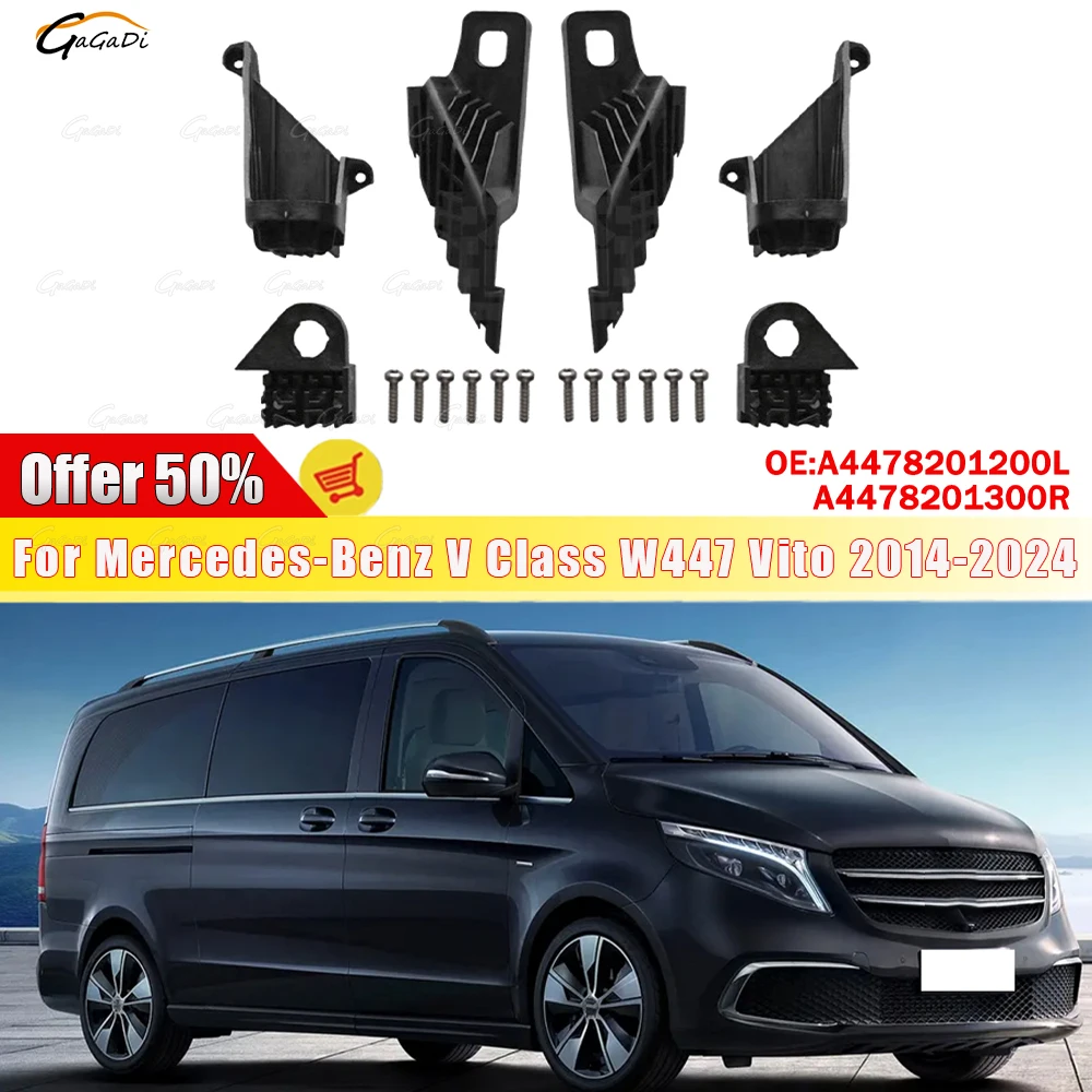 

Подходит для Mercedes-Benz V-Class W447 Vito 2014-2024: Комплект для ремонта фар, пластиковый кронштейн, защитное кольцо в форме когтя.