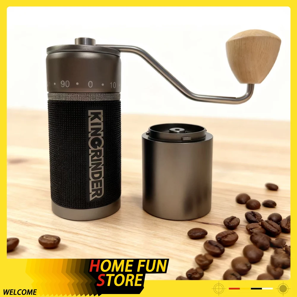 Original Kingrinder K7 Titanium Gray Hand Cranked Bean Grinder Magnetic Attraction Powder Bottle Portable Coffee Grinders Gifts