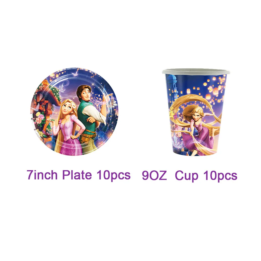 Cartoon Tangled Rapunzel Thema Geburtstag Party Dekorationen Hintergrund Einweg Geschirr Luftballons Baby Dusche Banner Kinder Geschenk