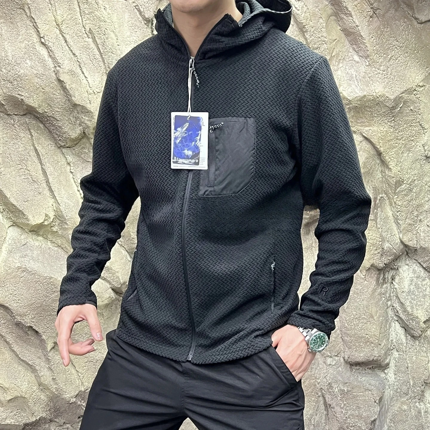 AliExpress NONE Dingli R Series Z-aped Outdoor Cycling Men's Breathable Hoodie Polyester Fiber Long Sve Stand Fit Sport Scene Casual Sweatirt
