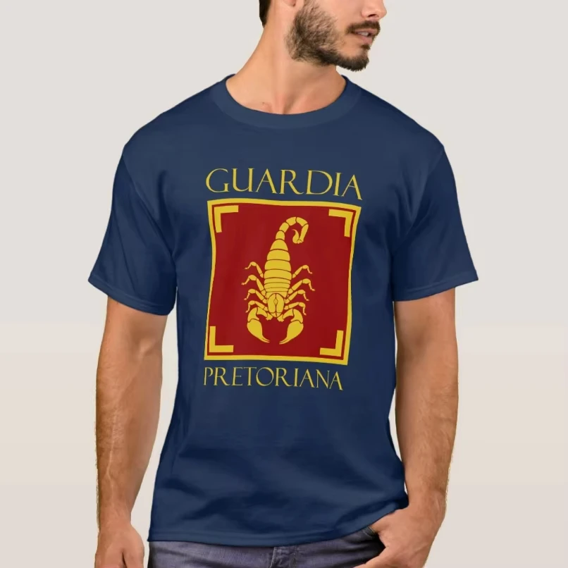 Roman Legion SPQR Praetorian Guard Scorpion Symbol Graphic T‑Shirt O‑Neck Casual Summer Top For Men Historical Theme Wear