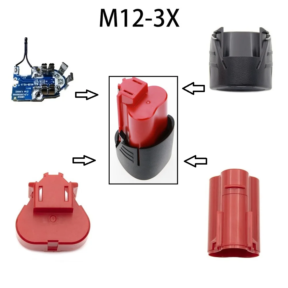 Imagem -04 - Placa de Circuito Shell para Milwaukee M12 Bateria Caixa de Plástico Pcb Carregamento Proteção 12v Li-ion Bateria 12v 1.3ah