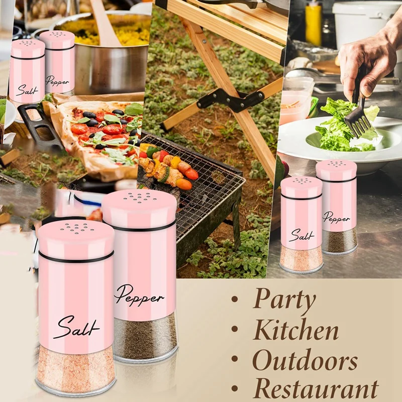 Salt And Pepper Shakers Set With Stainless Steel Lid For Kitchen Gadgets Cooking Spice Dispenser