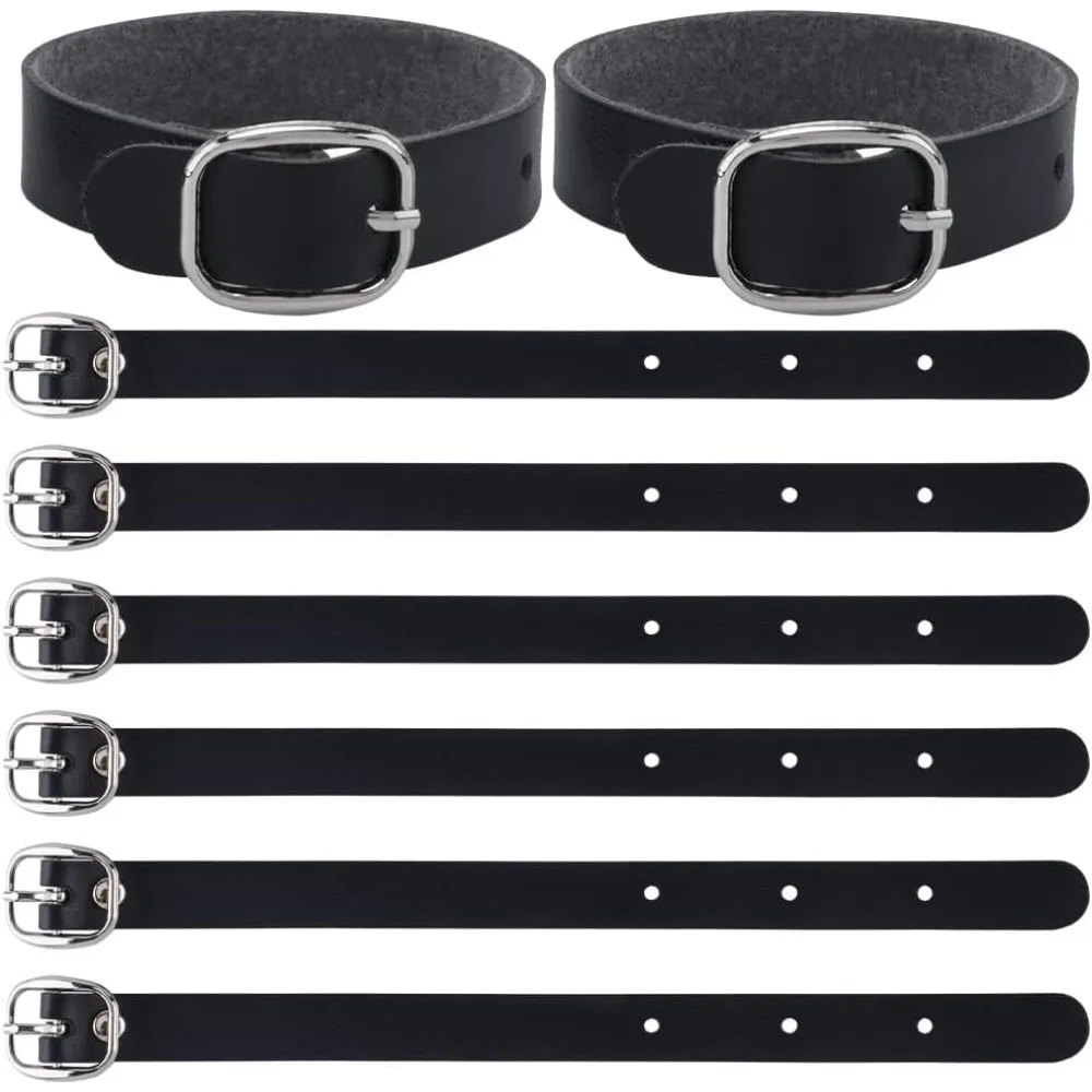 10 ชิ้น PU หนังป้ายกระเป๋าเดินทางสายรัดปรับ Faux สีดํากระเป๋าเดินทางห่วงเปลี่ยนเข็มขัดโลหะหัวเข็มขัดทําชุด