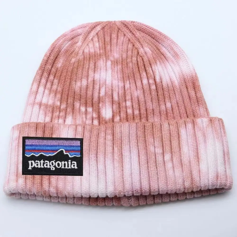 PATAGONIA New tie-dye Unisex Letter Warm Winter Hats Stylish Soft Beanie Cap Thick Winter Knitted Hats For Men & Women