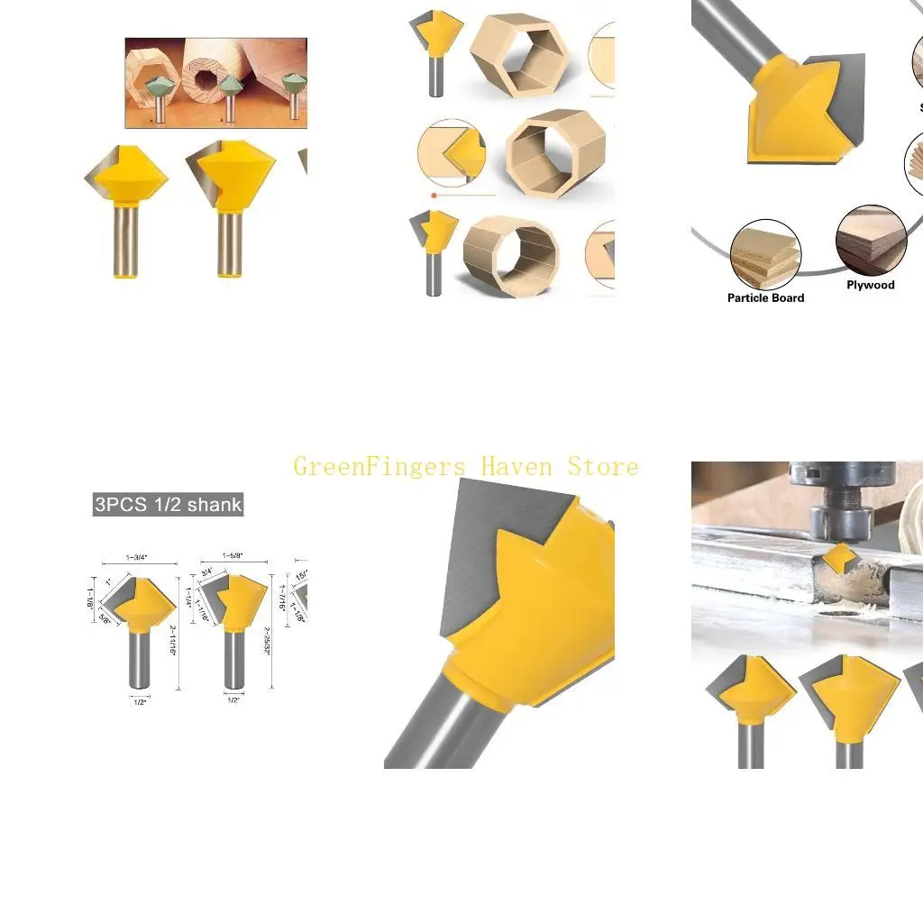 

F68D 3 шт./компл. дюйма хвостовик фрезы для птичьего рта набор клеевых соединений 6/8/12 сторонний DIY