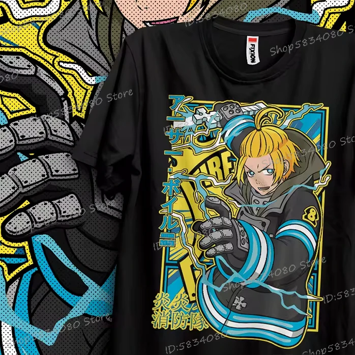 Japanese Anime Graphic T Shirts Men Women Fashion Streetwear Soft Tee Men's Fire Force Printed Street Cool T-shirts