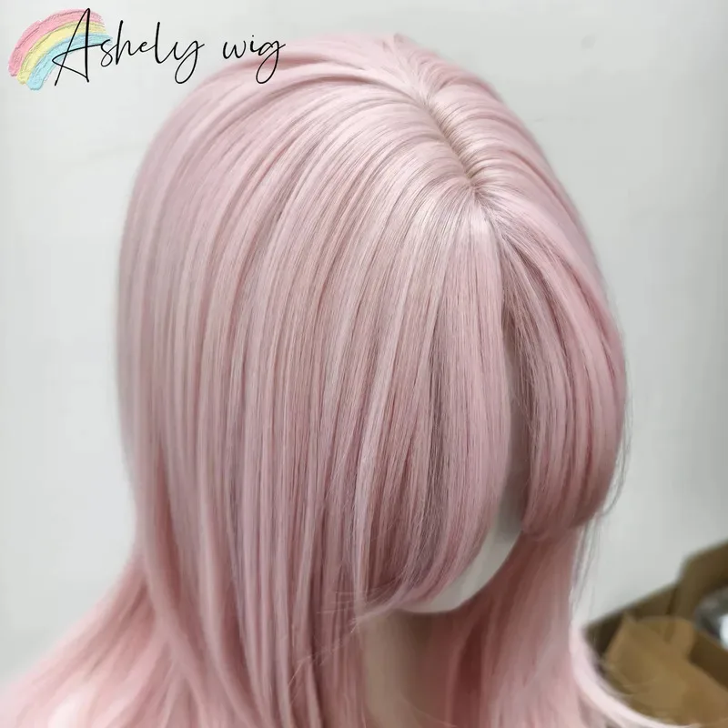 Ashely الوردي شعر مستعار لوليتا أنثى عقال الجسم متموجة نماذج الشعر الوردي في الانفجارات الفرنسية عالية المستوى محاكاة شعر مستعار شعر مستعار اصطناعي