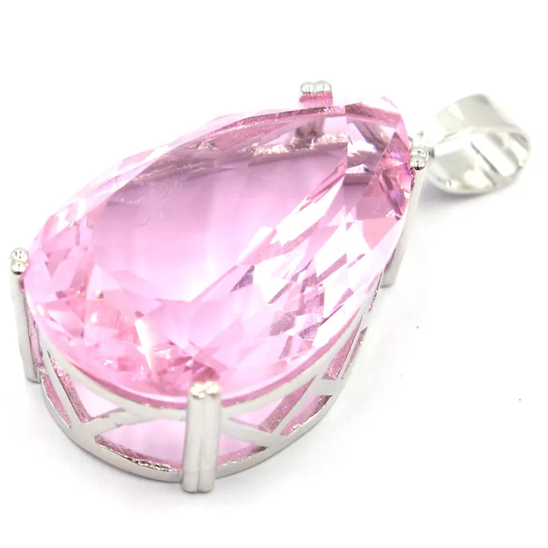 Buy 4 Get 1 Free 40x20mm Big Gemstone Rich Blue Violet Tanzanite Pink Kunzite Smoky Topaz Women Silver Pendant