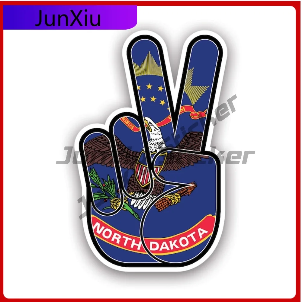 

North Dakota State Shaped Peace Sign Funny Bumper Waterproof Vinyl Decal For Mobile Phones Fun Decor Outdoor Protection