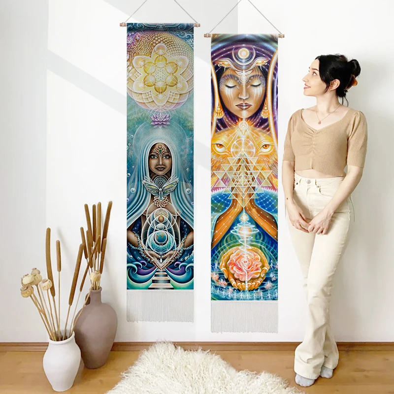 

Sacred Feminine Tapestry Wall Hanging Visionary Goddess Tapestries Decor Cloth for Spiritual Meditation Room 12.8x 51.2 Inches