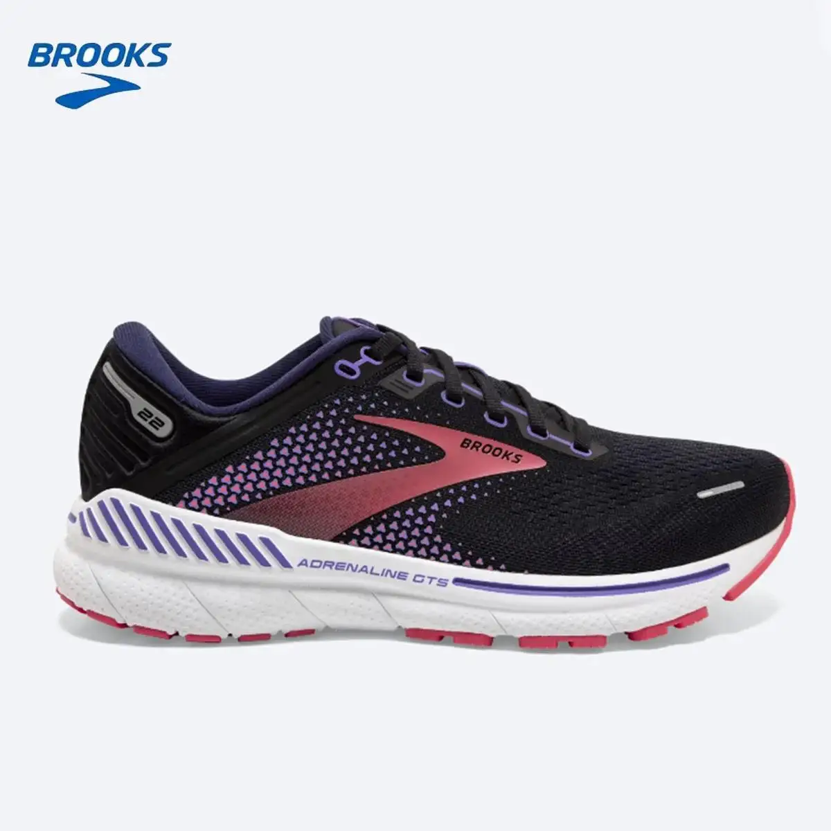 

2024 BROOKS Adrenaline GTS 22 Running Shoes Black Purple Coral Women Long-Distance Road Sport Training Casual Sneakers