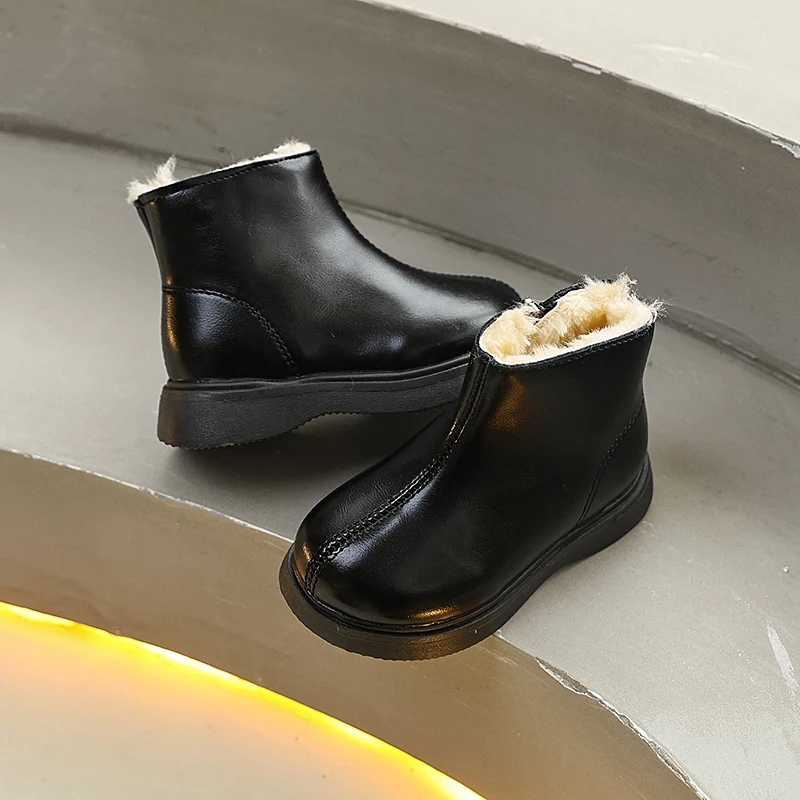 

Children's Winter Boots for Girl Class Trend Kids Fashion Ankle Boots Thick Bottom Causal Toddlers School Cotton Boots Non-slip