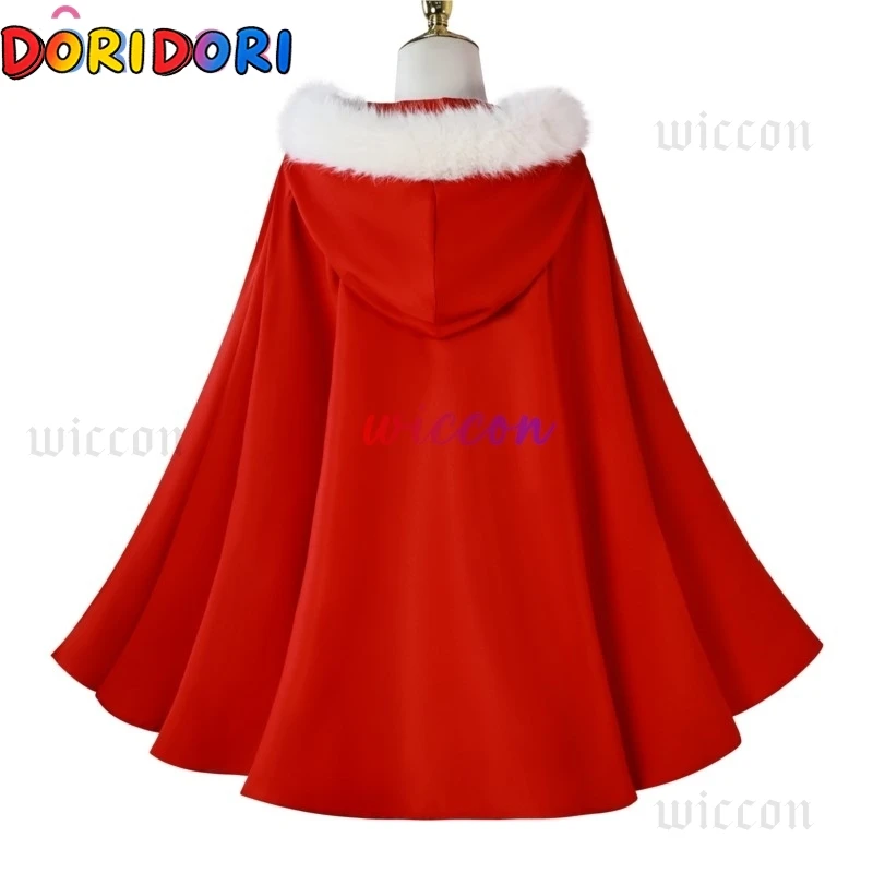 Anime Cindy Lou Cosplay Costume Plaid Dress Red Cloak Blond Wig Women Kids Halloween Christmas Party Gift Suit view 4